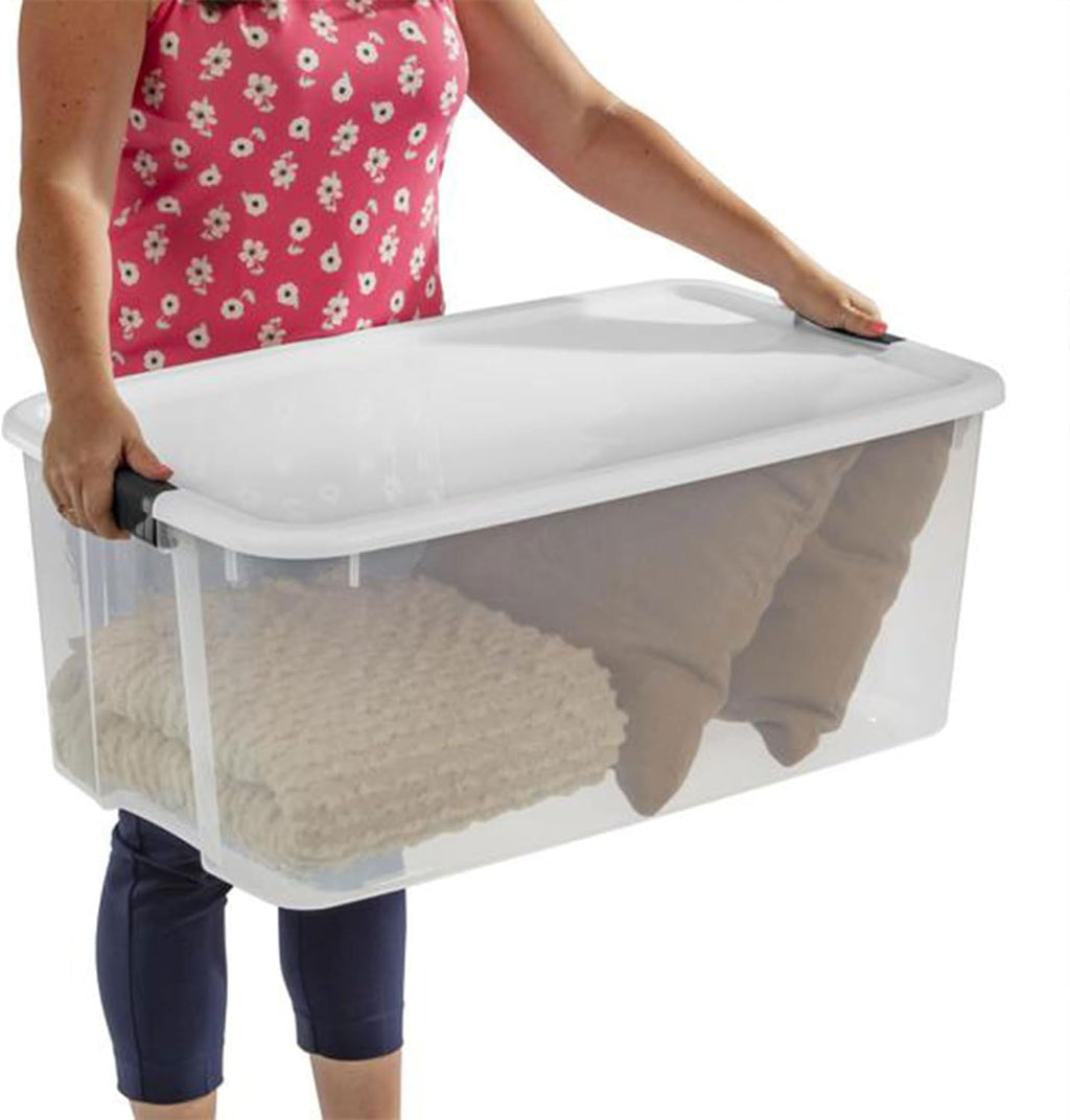 Sterilite 16-Pack Ultra Latching Storage Bins - Clear Plastic, 116 Quart Heavy-Duty Organizers for Home & Office