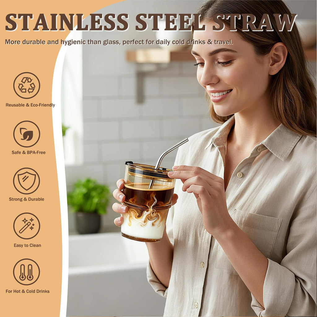 12 Packs Glass Tumbler with Lid and Straw Ice Coffee Cup Employee Christmas Appreciation Gift Ideas Bulk Team from Boss Best End Year Work Office Staff Coworker Team Group Colleague Teamwork Thank You