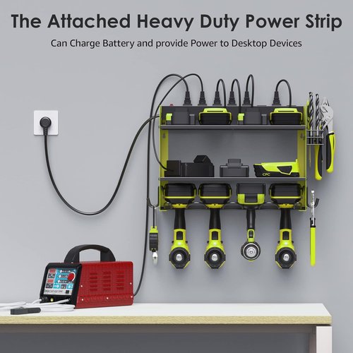 CCCEI Modular Power Tool Organizer - Wall Mount Charging Station & Heavy Duty Rack | Green, 2 Pack