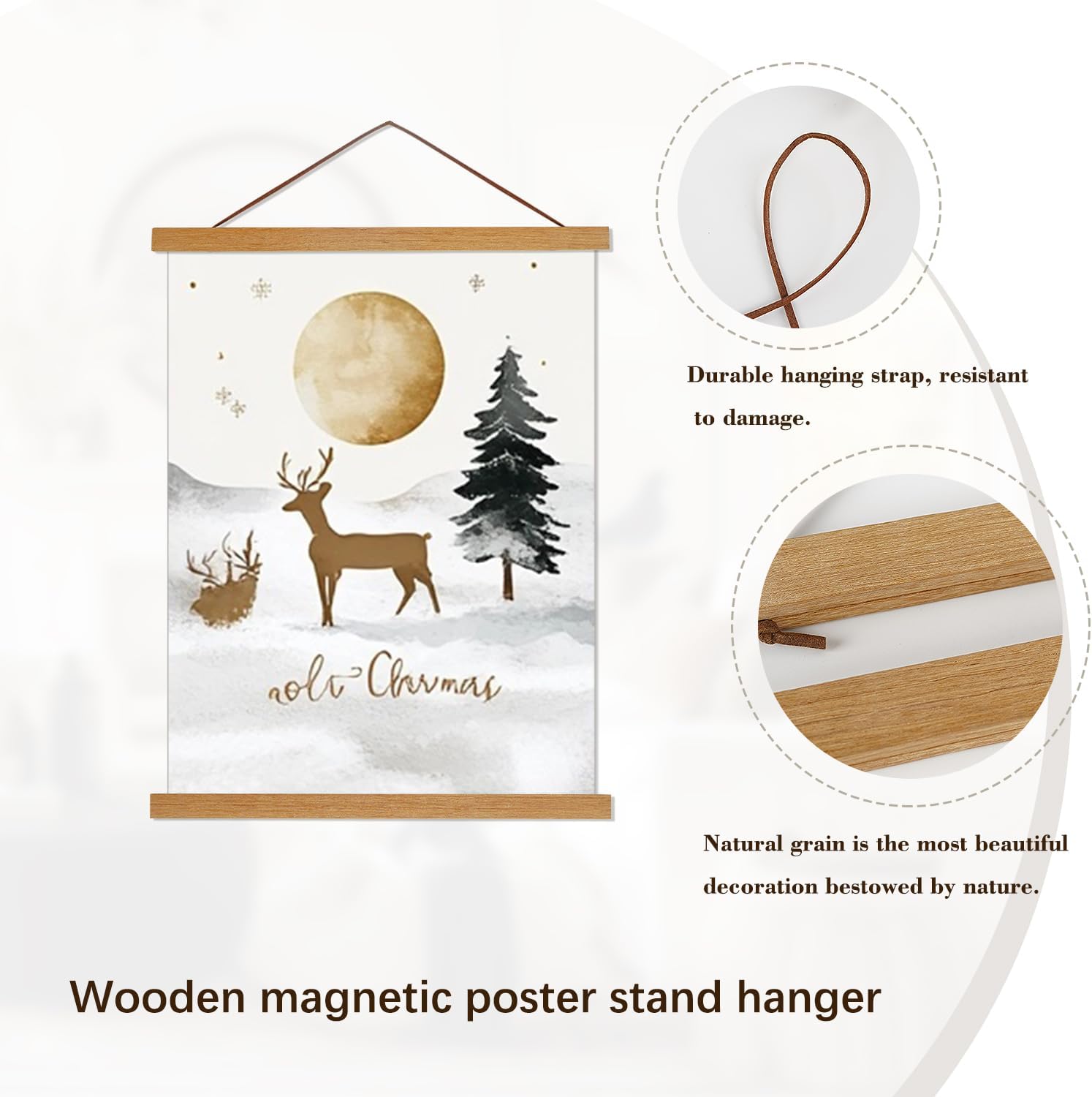 Artmag Magnetic Poster Hanger Frame - Light Wood Design for 24x36, 24x32, 24x18 Canvas Prints | Teak Wood Finish