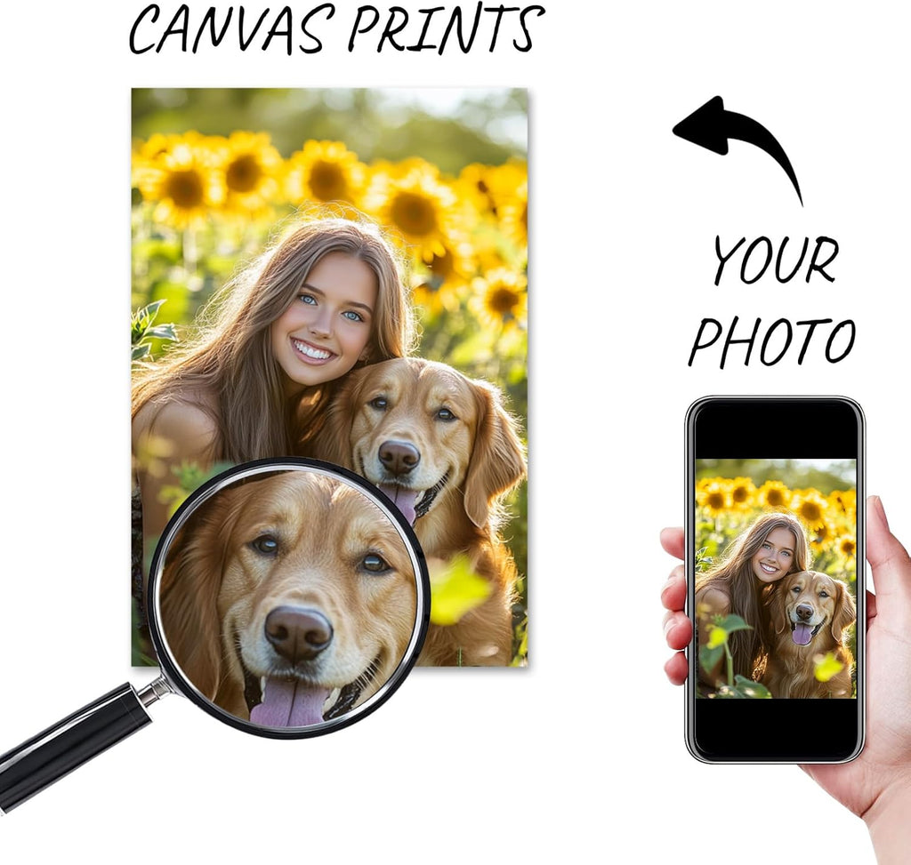 Skiennix Personalized Photo Canvas Print - Custom Wall Art for Family & Pets | Perfect Gift for Any Occasion