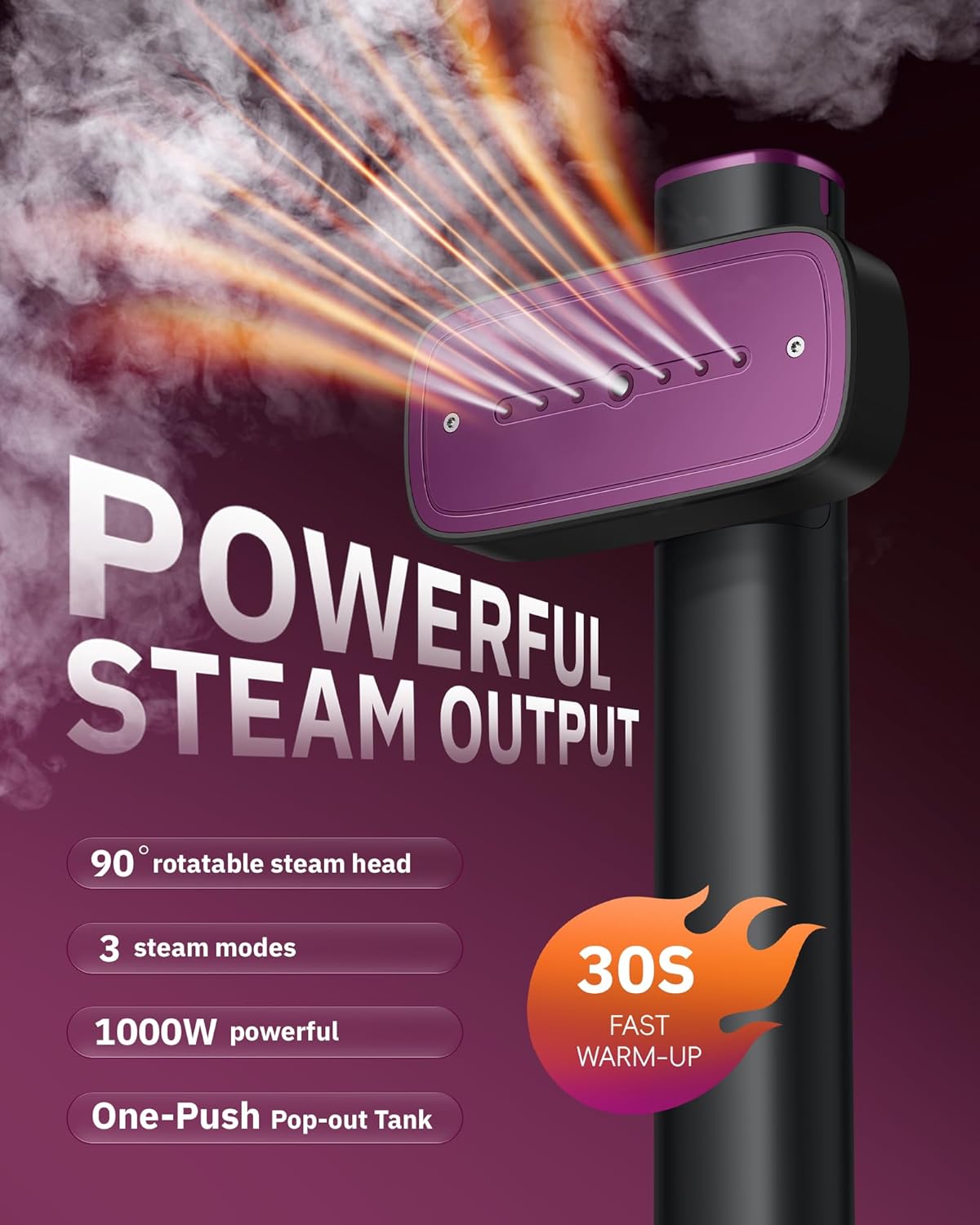 OGHom Travel Steamer for Clothes - 2-in-1 Handheld Garment Iron & Wrinkle Remover | 1000W Fast Heat-Up