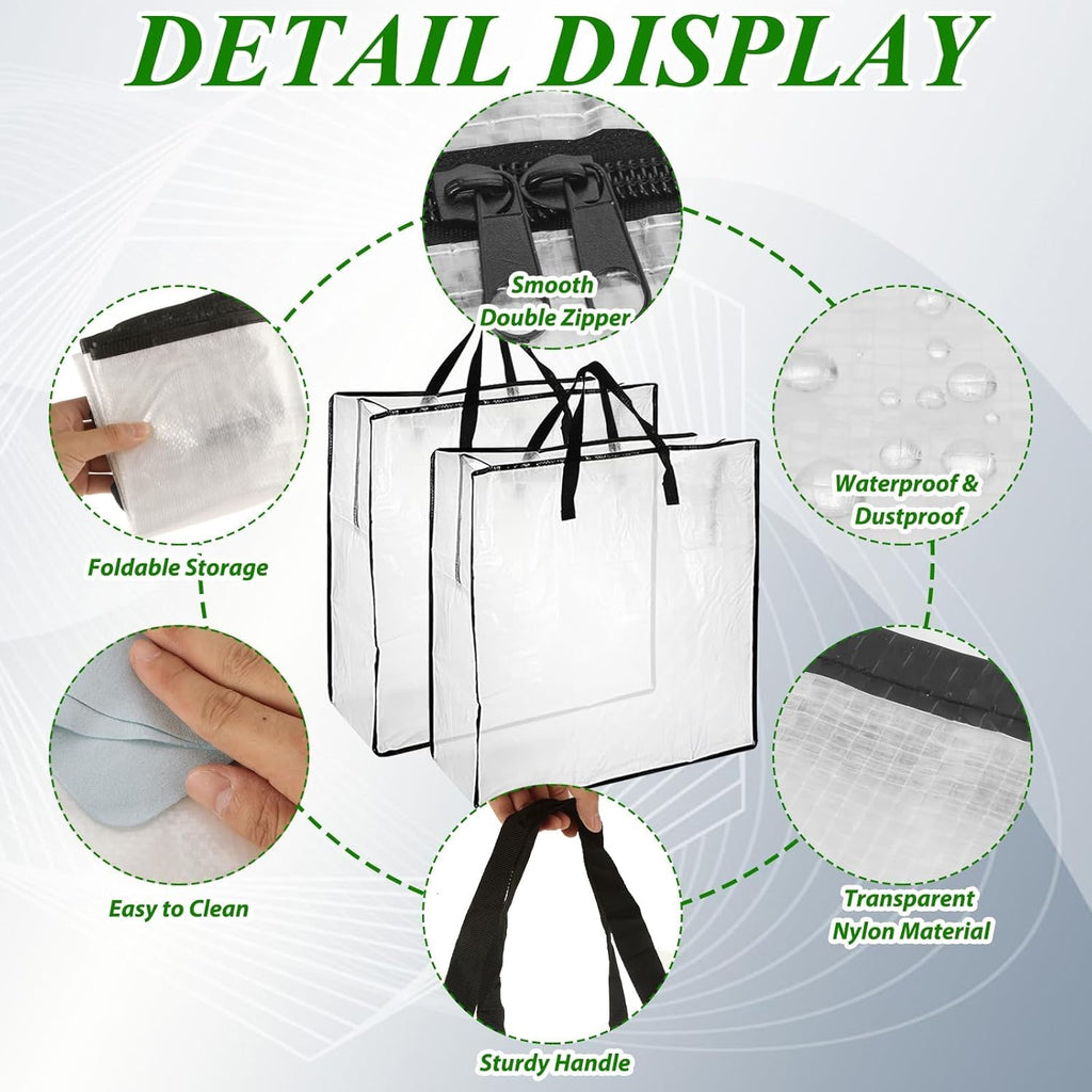 STARVAST Wreath Storage Container - 8 Pack Clear 25" Large Bags with Handles for Easy Carrying