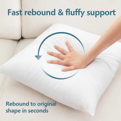 LANE LINEN Throw Pillow Inserts - Pack of 2, 16x16 Decorative Pillow Fillers for Couch - White