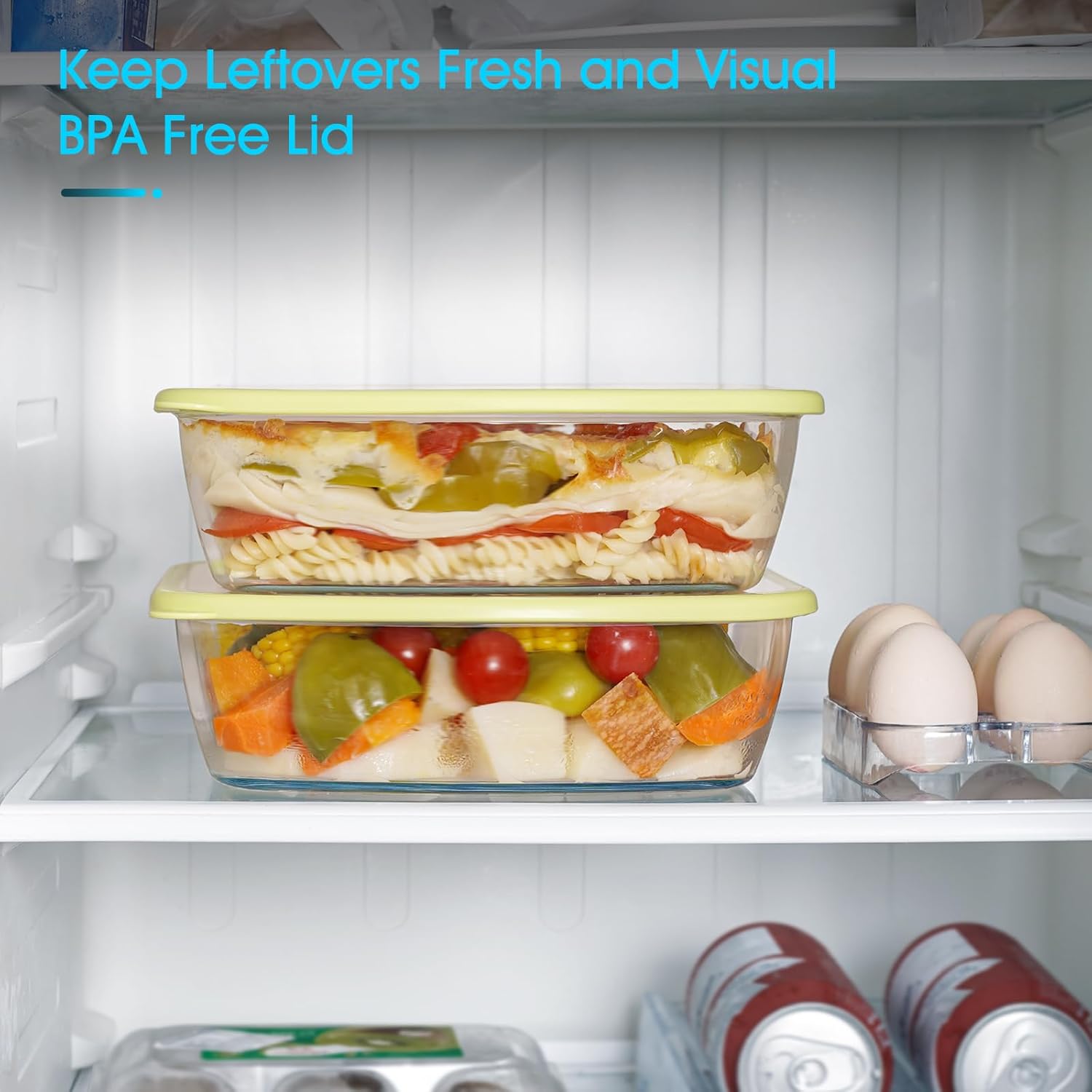 NUTRIUPS 9 x 9 Glass Baking Dish Set - 2.75QT Deep Oven Safe Pan with Lid | 2 Pack in Yellow