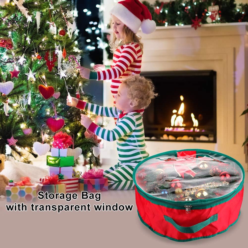 TITA-DONG Wreath Storage Bag - Heavy Duty Waterproof Design with Double Zipper & Handle | 20x20x6 Inch