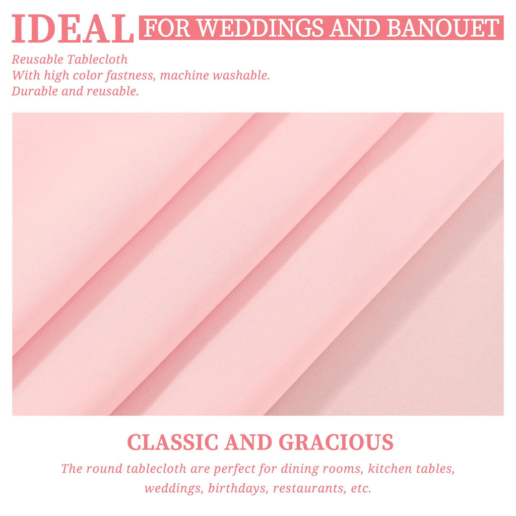 Showgeous 10 Pack Pink Round Tablecloth - 120 Inch Polyester Table Cloth - Washable Decorative Fabric Table Covers for Wedding, Dining, Party, Banquet, Buffet