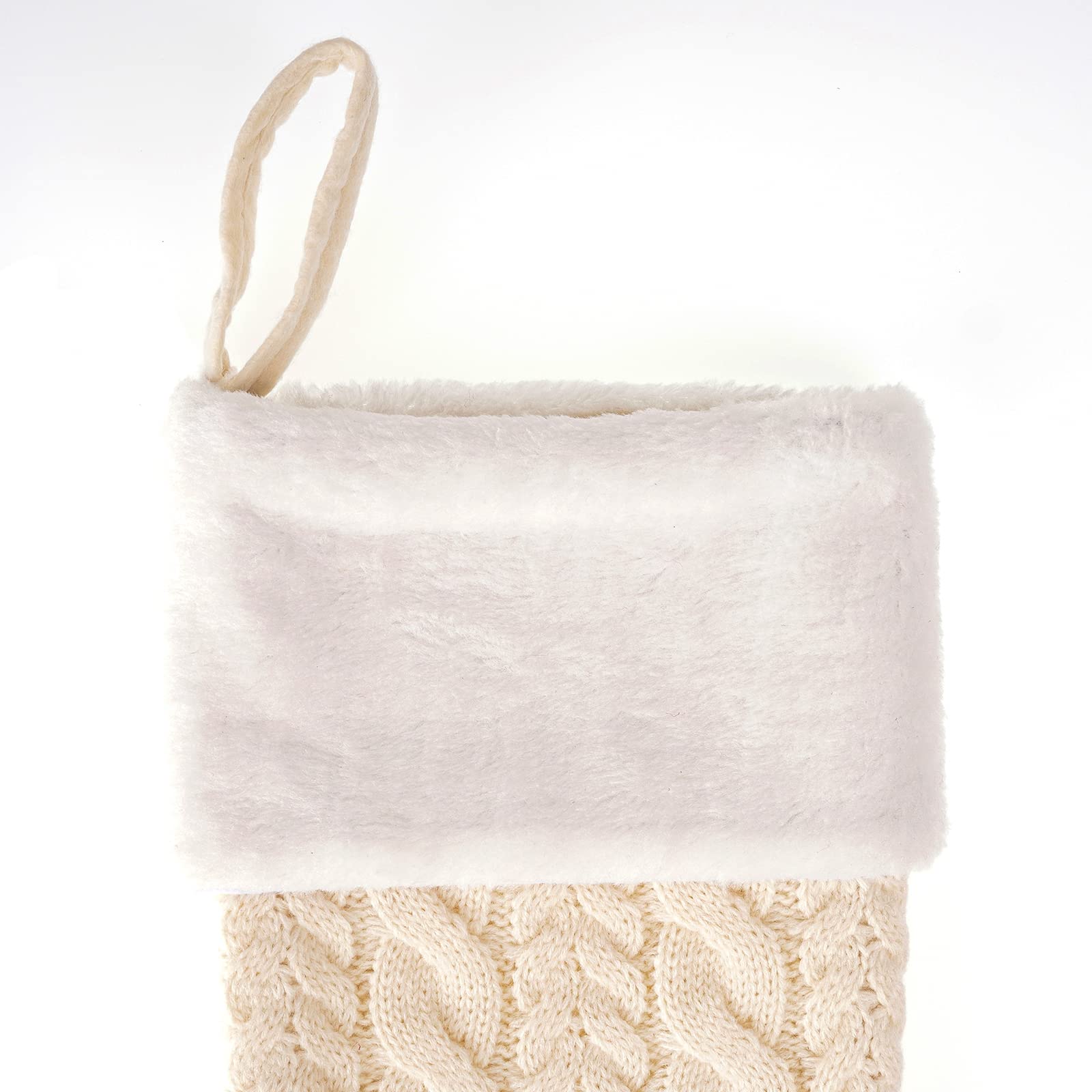 XAMSHOR Knit Christmas Stockings with Pom Poms, 20 Inches Classic Christmas Hanging Stocking, Xmas Decorations, White