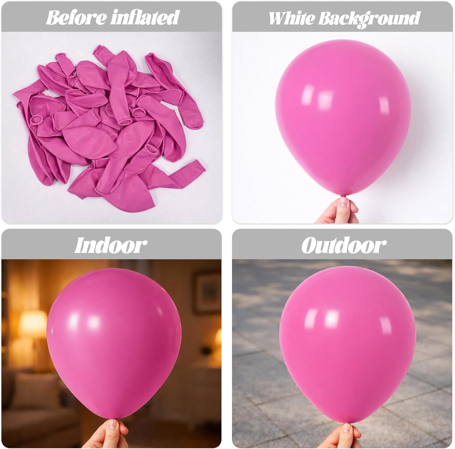 Voircoloria Hot Pink Balloon Garland Kit - 130pcs Latex Balloons in Various Sizes for Parties & Events
