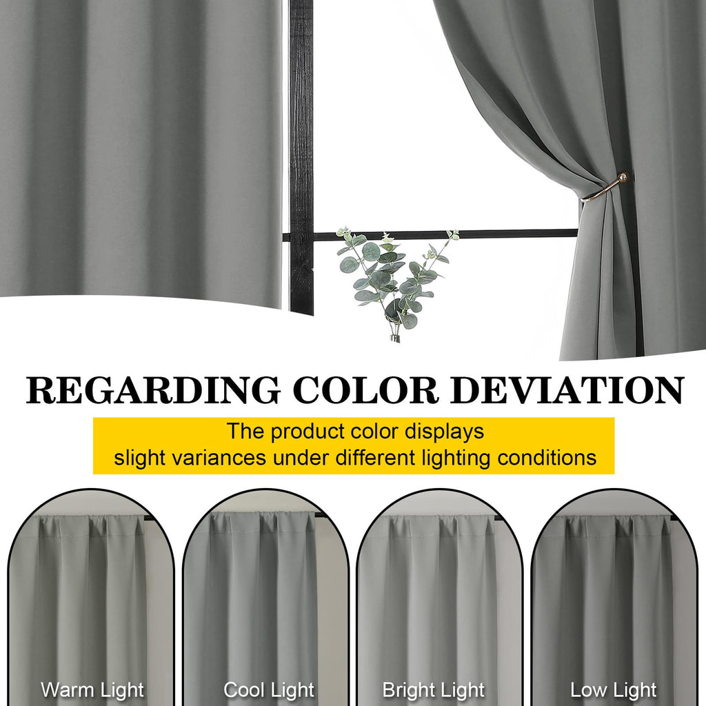 WelvetBLK Light Grey Blackout Curtains for Bedroom Living Room 63 Inch Length 2 Panels Set, Soft Solid Room Darkening Thermal Insulated Window Treatments, Rod Pocket Dining Room Curtains, 40" Wx63 L