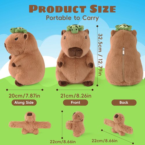 5 in 1 Capybara Plush Large Capybara Stuffed Animal with Babies, 12.8" Mommy Stuffed Capybara Plush Toy with 3 Baby Capibaras Peluches Capybara Plushies Pillow for Kids Birthday Valentines Plush Gifts
