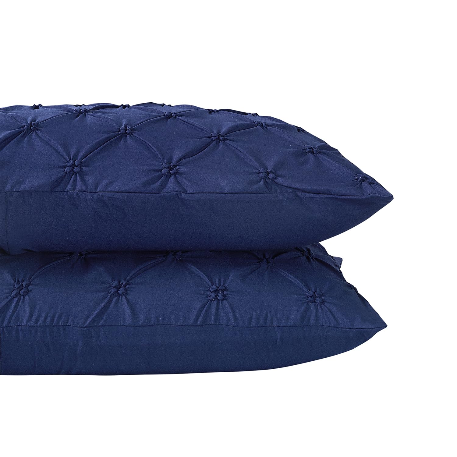 Vaulia Lightweight Microfiber Decorative Pillow Shams, Pinch Pleat Design Standard Size 20"x 26", Navy Blue 2 Pack