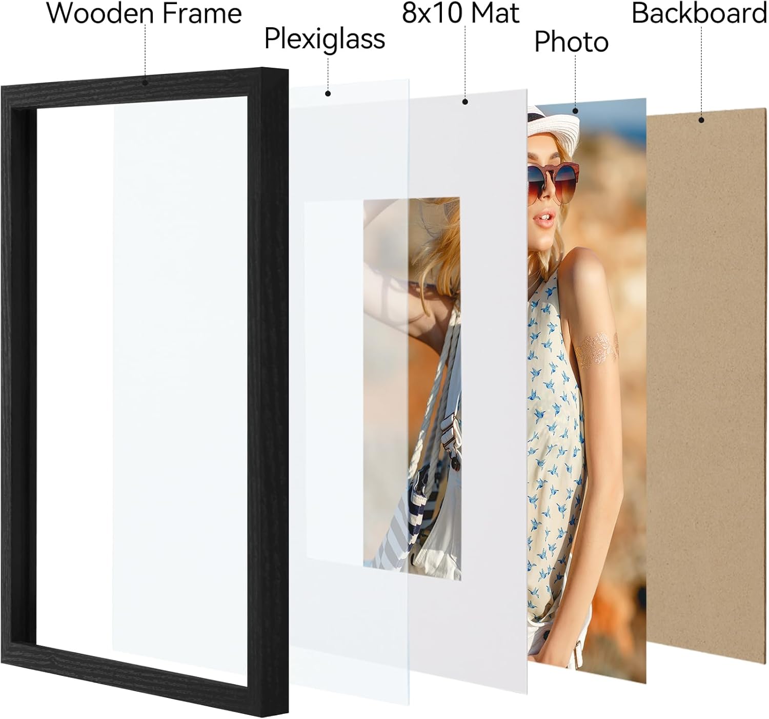 Vittanly 11x14 Picture Frame - Versatile Display for 8x10 or 11x14 Photos - Black, Wall Mountable