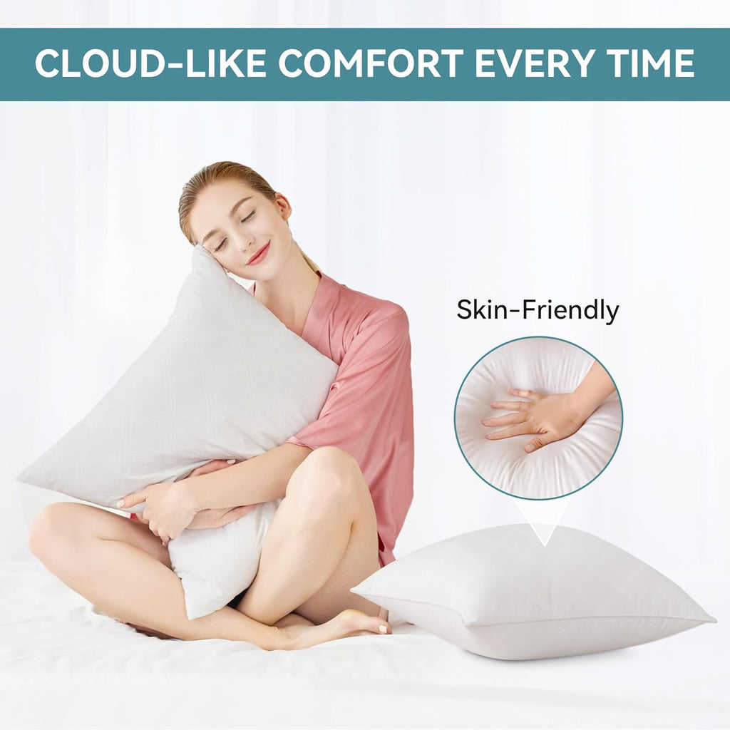 Oubonun Throw Pillow Inserts - Soft & Fluffy 18x18 Inches | Pack of 2 White Cushion Stuffers for Sofa & Bed