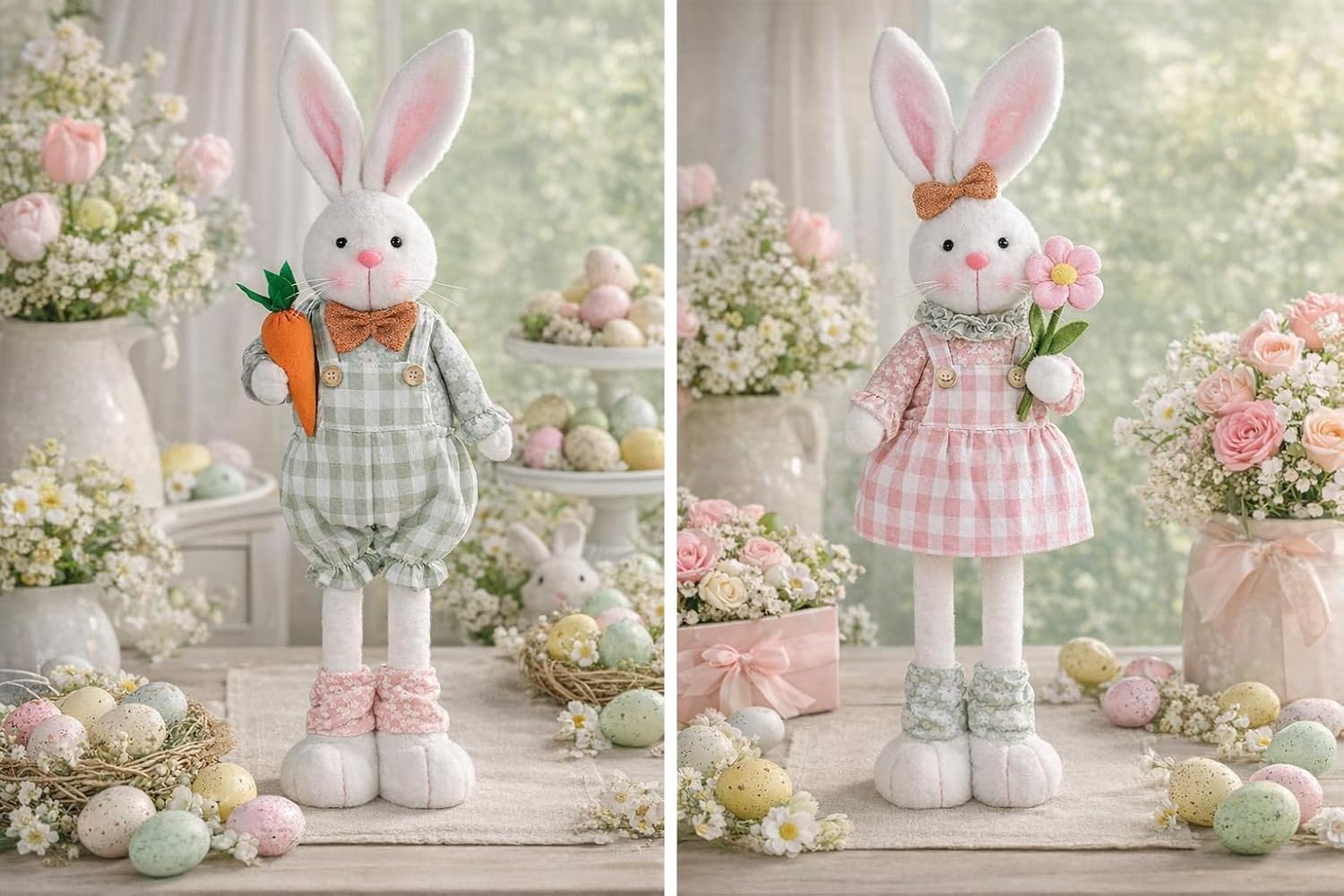 Skiennix Adjustable Easter Bunny Gnome Plush - Extendable 16.1” to 21.7” Rabbit Decor for Spring Holiday Display