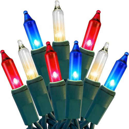 HISHINY Mini String Lights - 100 Count Patriotic Red, White & Blue Decor | 21ft Indoor/Outdoor Holiday Lighting