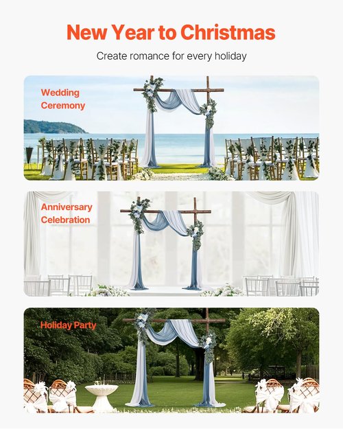 VEVOR Artificial Wedding Arch Flowers Kit, Blue Wedding Arch Flowers with Drapes Kit -2 Pcs Floral Arrangement, 2 Pcs Sheer Drapes, for Ceremony Bouquets Reception Backdrop Decoration（No Include Wood
