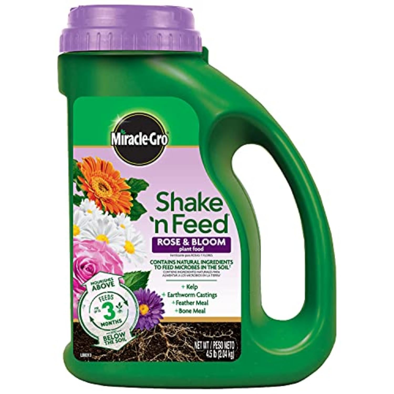 Miracle-Gro Shake 'n Feed Rose & Bloom Plant Food - Long-Lasting Granular Fertilizer for Flowers - 4.5 lbs