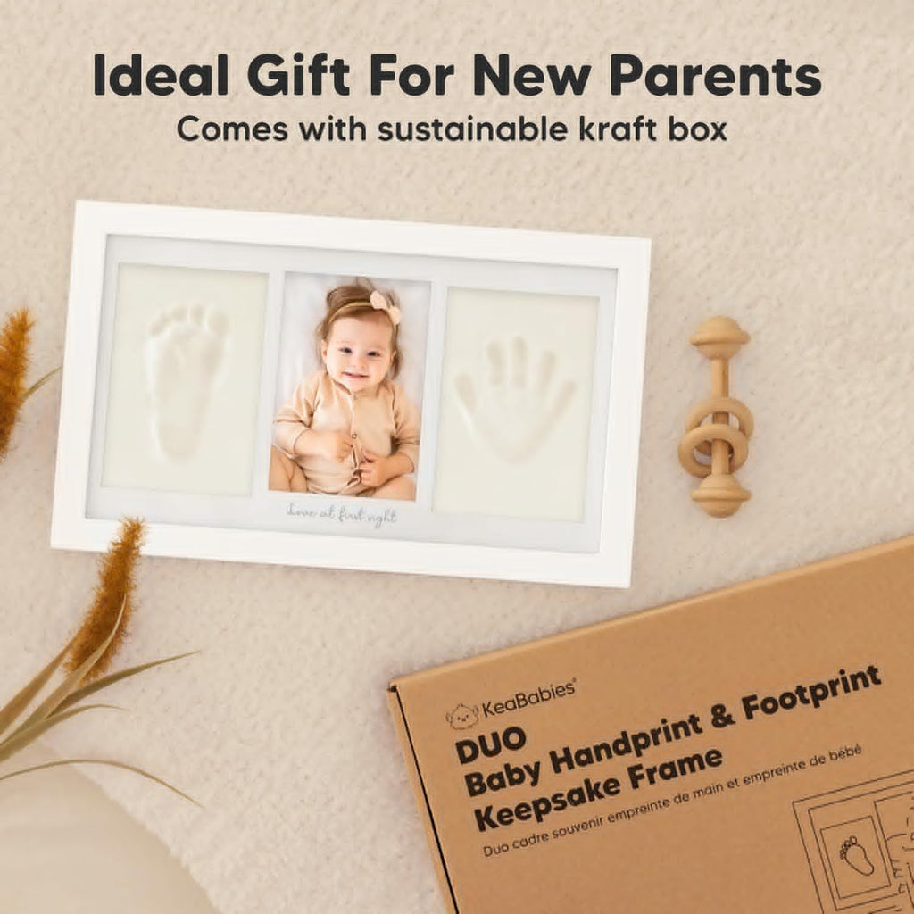 KeaBabies Baby Handprint Kit - Personalized Keepsake Frame for Newborns | Ideal Gift for New Moms (Alpine White)