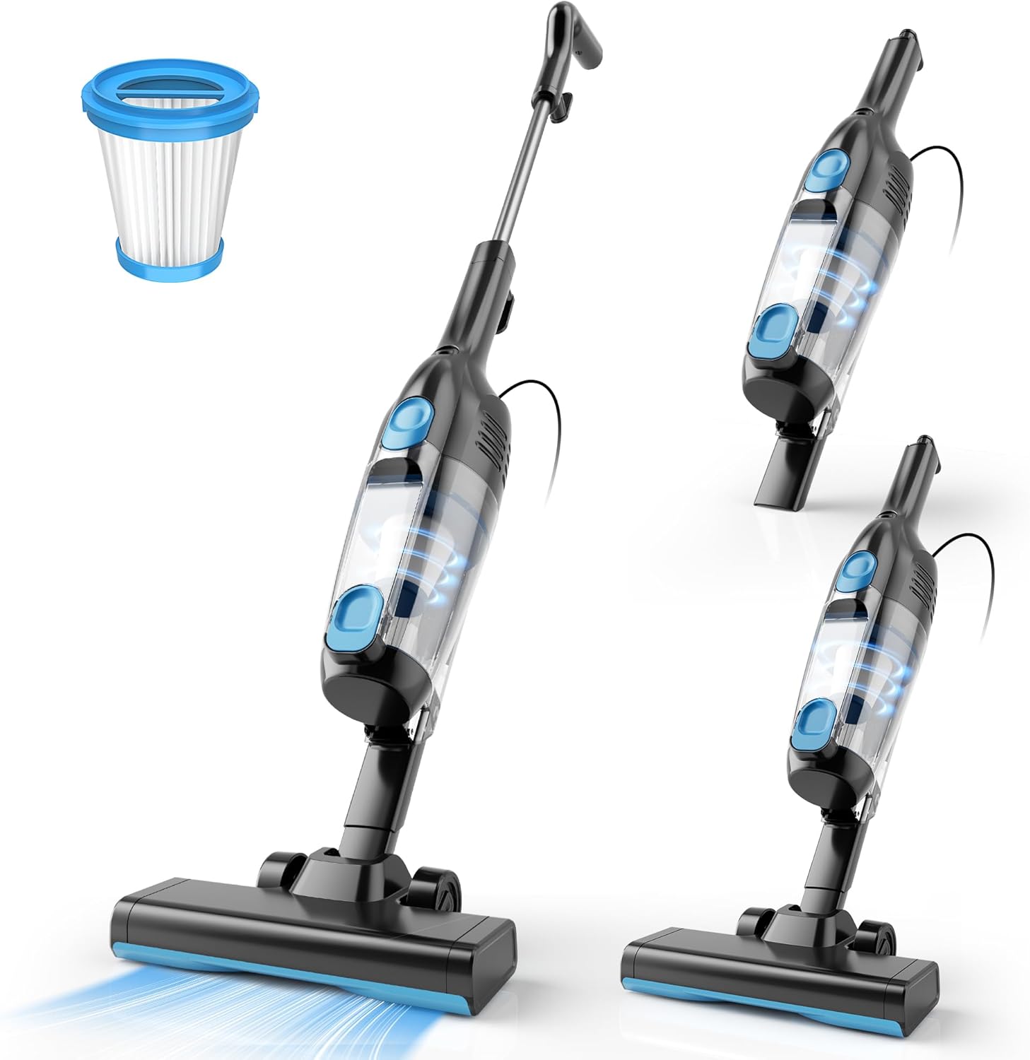 Vazone R6X Corded Stick Vacuum Cleaner - 20Kpa Powerful Suction | 16Ft Cord, 2-in-1 Lightweight for Pet Hair