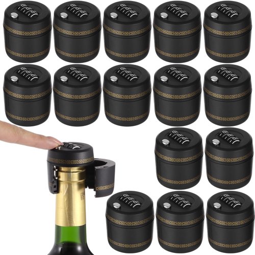 16 Pcs Wine Bottle Locks - Combination Whiskey Top Stoppers, Plastic Liquior Code Locks, Reusable Wine Corks