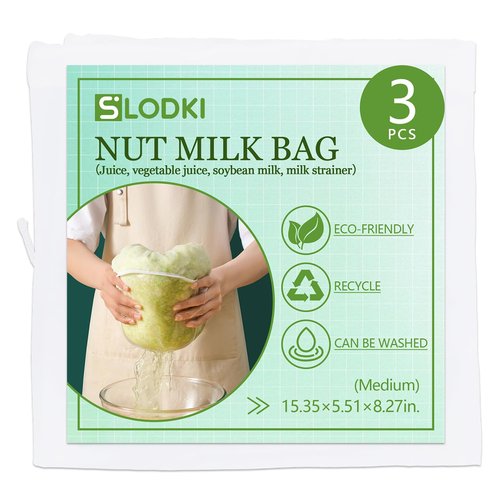 Slodki Cheese Cloth Bag For Straining, Nut Milk Bag - Reusable Straining Bags For Nut Milk, Soy Milk, Dumpling Fillings, And More