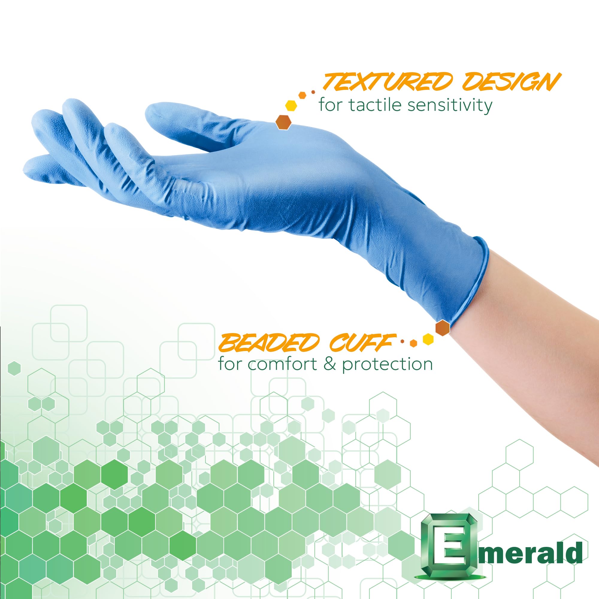 Emerald - 1,000 Gloves - Full Case - Nitrile Medical Exam Gloves, Latex Free, Powder Free, 10 Boxes of 100, Blue, Size: Small