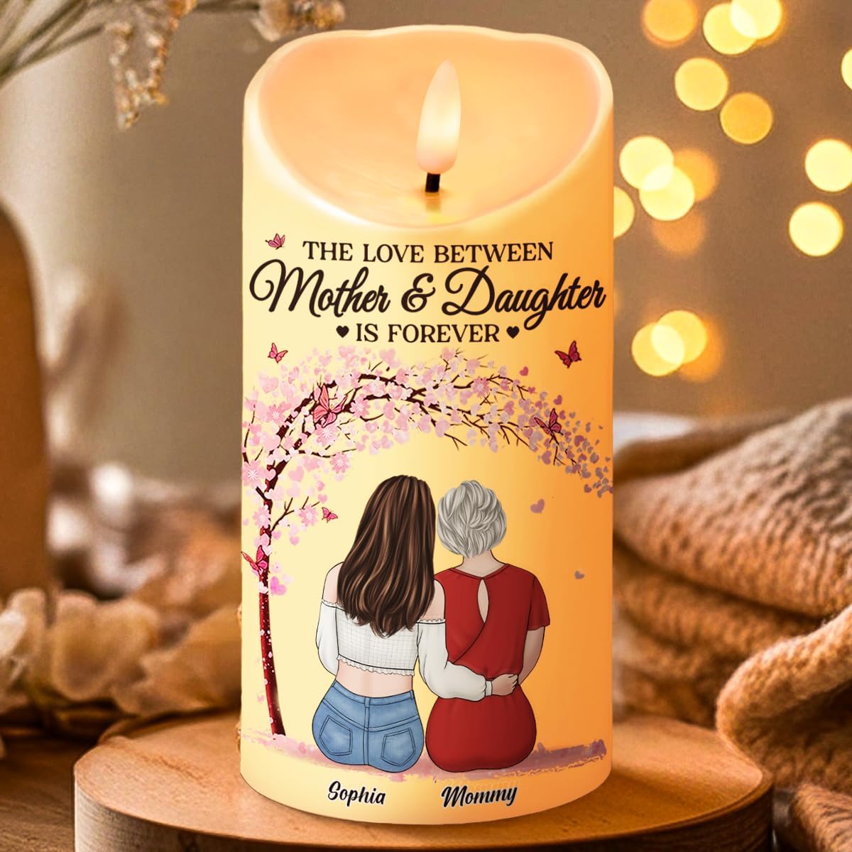 Regine Switzerland Personalized LED Flameless Candles - Mother & Daughter Gifts for Any Occasion