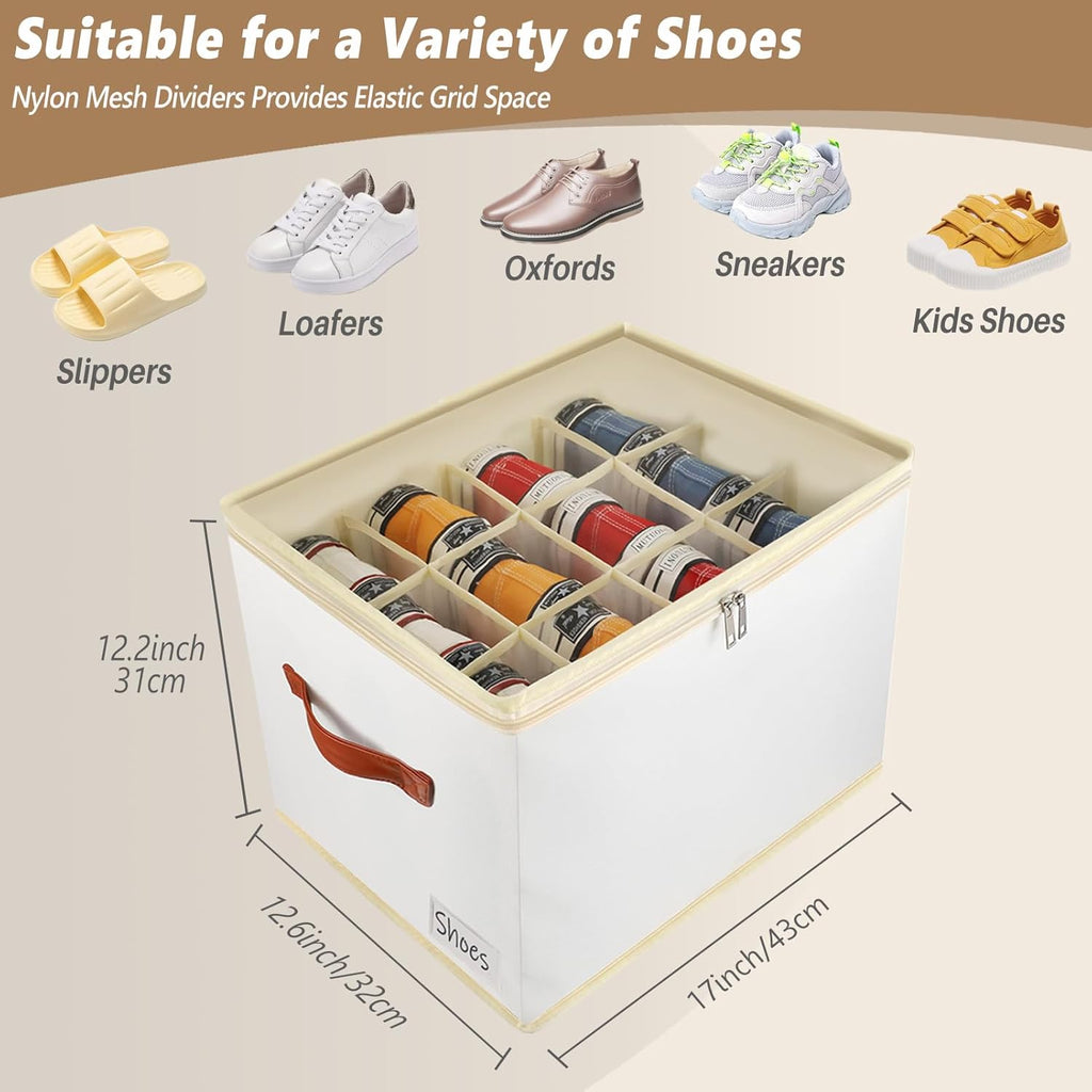 Patinao Shoe Storage Box Organizer - 3 Pack Stackable Clear Lids for 36 Pairs | Space Saver for Closet