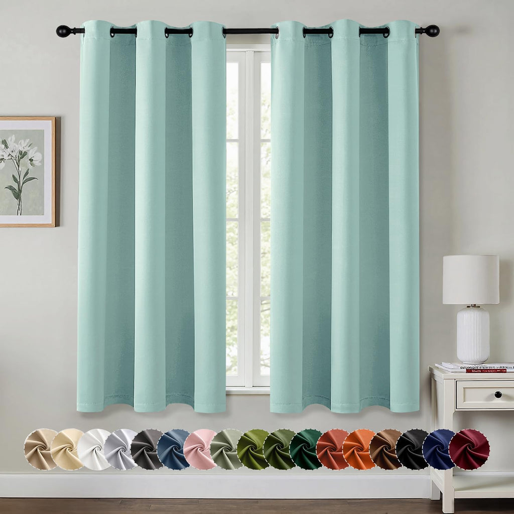 MIULEE Aqua Blackout Curtains - Thermal Insulated Room Darkening Drapes | 63 Inch, 2 Panels