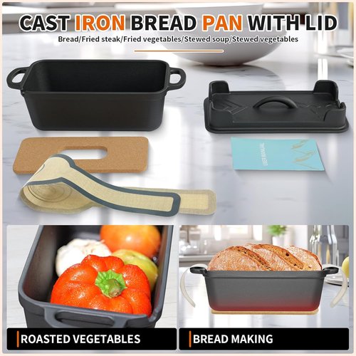 Cast Iron Combo Cooker by [Brand Name] - 2.5QT Pre-Seasoned Dutch Oven & Grill Pan | Versatile Skillet for Searing & Baking