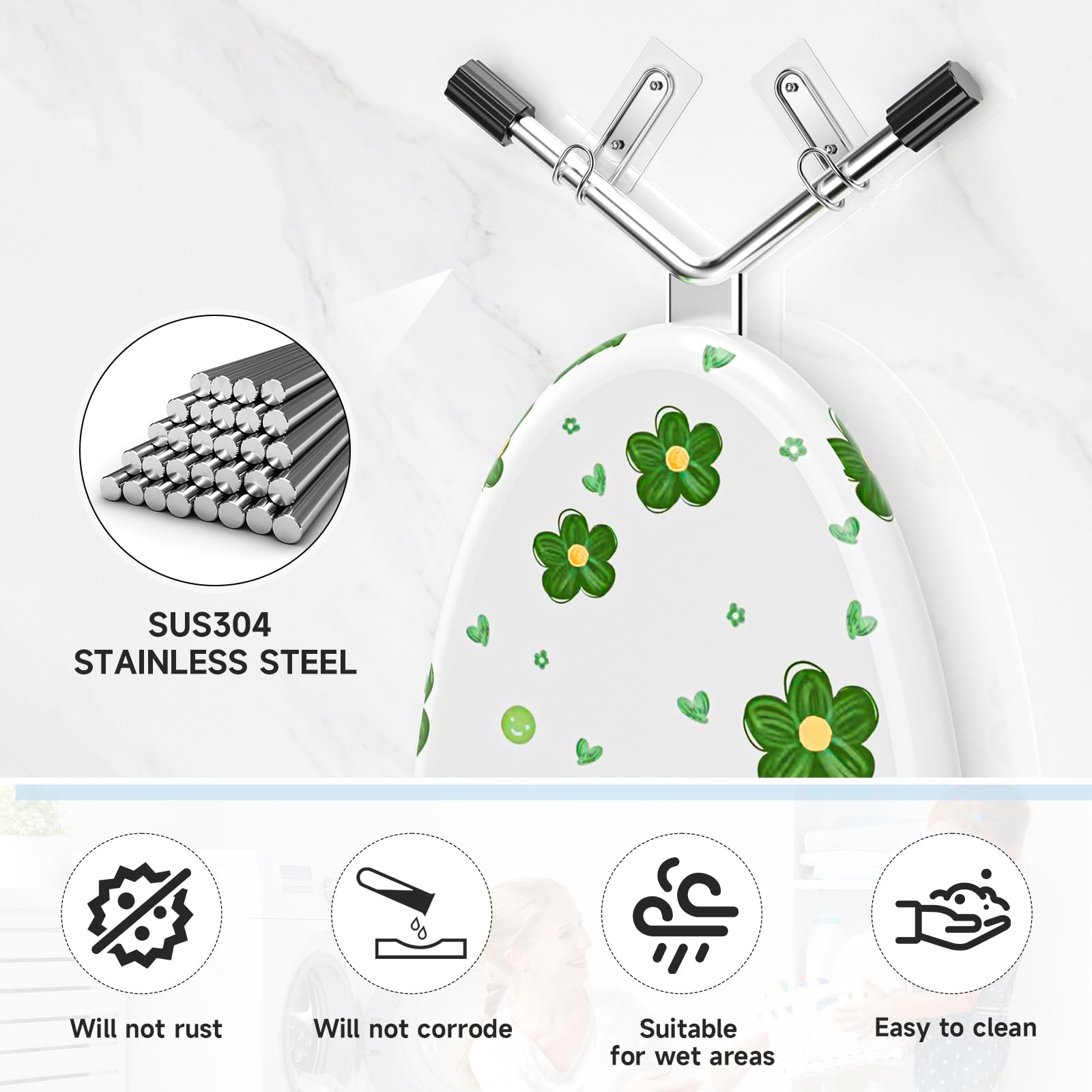 XILIMEN Ironing Board Holder Wall Mount, Durable Ironing Board Holder Stainless Steel, Space Saving Iron Board Hook for Wall Heavy Duty, for Laundry Room Livingroom Bathroom Small(Y or T Leg)