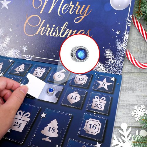MOVINPE Advent Calendar Charm Bracelet 2025 for Teenage Girls Women, 24 Days Jewelry Necklace Bracelets Making Kit - Christmas Countdown Gifts for Teen Girl Daughter, Girlfriend, Wife, Mom (Royal Blue)