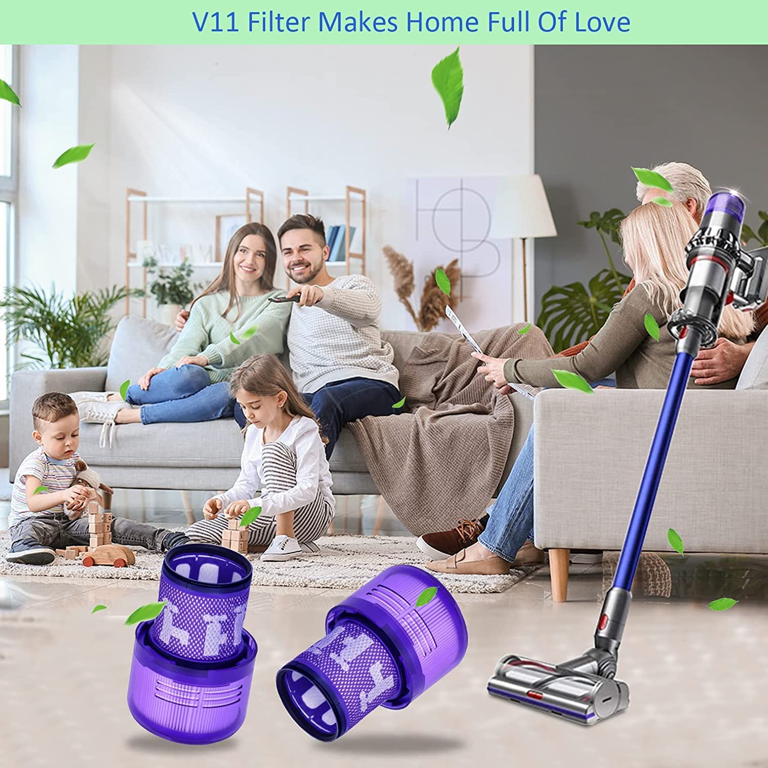 4 Pack V11 Torque Drive Cordless Vacuum Cleaner Replacement Filters for Dyson V11 SV14 Animal and V15 Detect Models, Compare to Part No. 970013-02