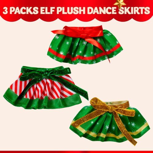 JOYIN Christmas Doll Skirts Set - 3 Pcs Green Santa Dance Dress Accessories for Holiday Decor