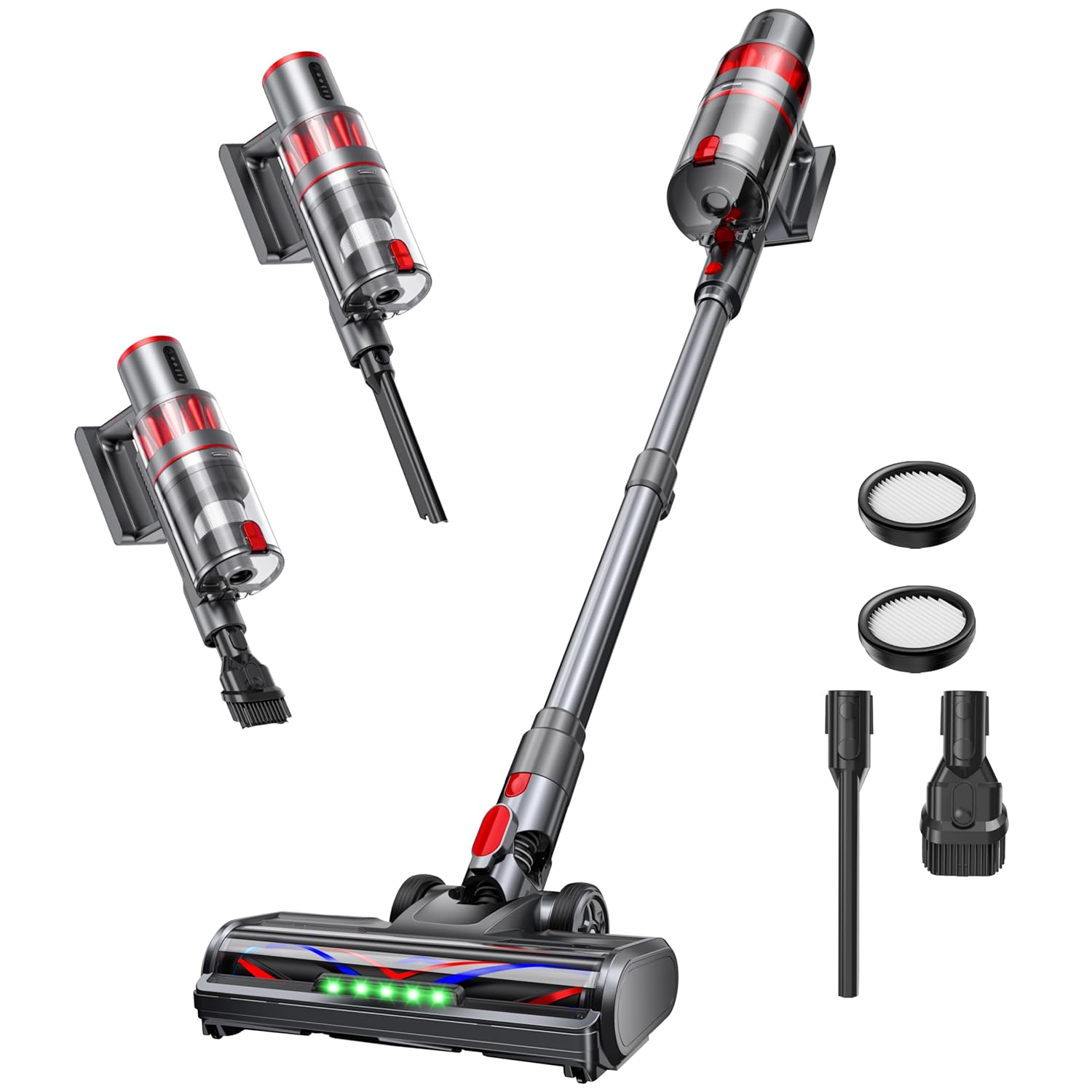 Skiennix Cordless Vacuum Cleaner - Powerful 600W Suction | Lightweight & Rechargeable Design, Grey