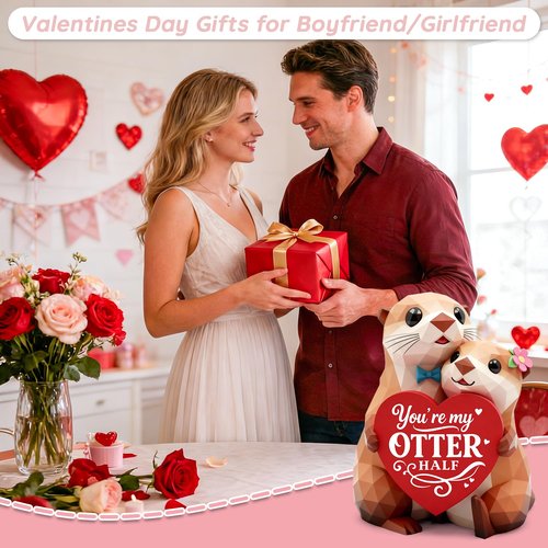 You're My Otter Half Figurines Gifts for Him Her Boyfriend Girlfriend, Hand-Painted Sculpture Anniversary Birthday Gifts for Women Men,Romantic I Love You Gift for Wife Husband Couples Cute Desk Decor