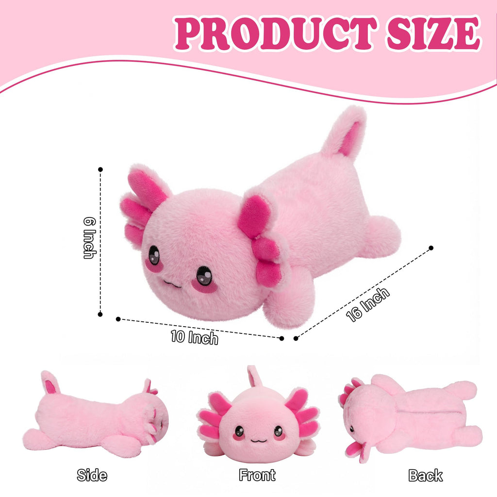 Weighted Heated Axolotl Stuffed Animals – 2.2 Pounds Weighted Microwave Axolotl Plush with Cute Heating Pad Animal of Unscented Warmth Pillow for Period Women Girl Kids Adult Birthday Gift 16 Inch