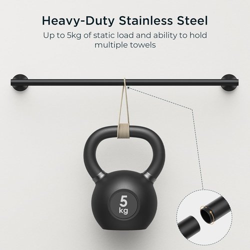 FORIOUS Bathroom Hardware Set - SUS304 Stainless Steel Towel Bar & Toilet Paper Holder | 4-Piece Matte Black