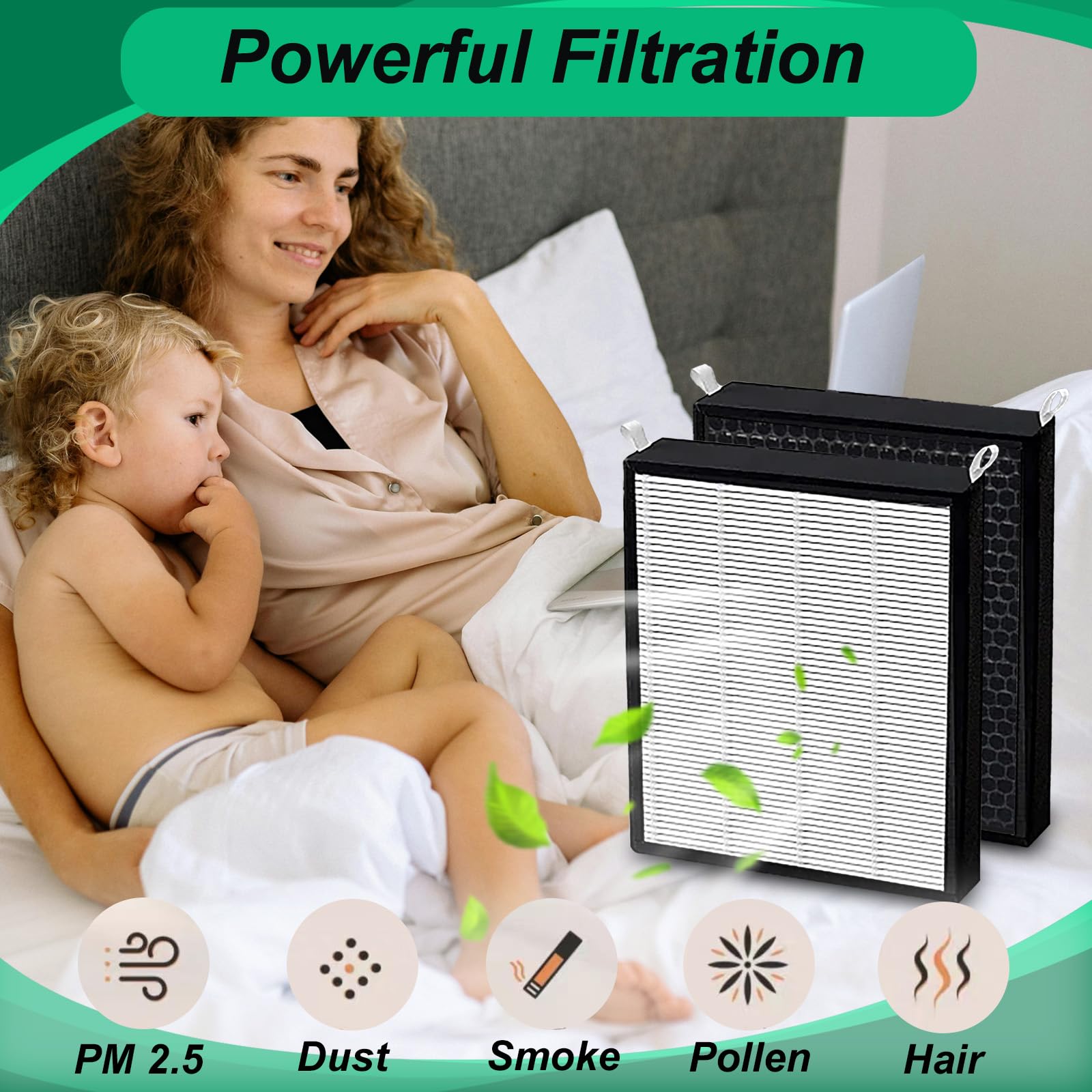 Prestivair 2 Pack 47001 HEPA/Carbon Combo Replacement Filters Compatible with NUWAVE OxyPure Model 47001 47002 47003 47004 47005 and 47006 Air Purifiers