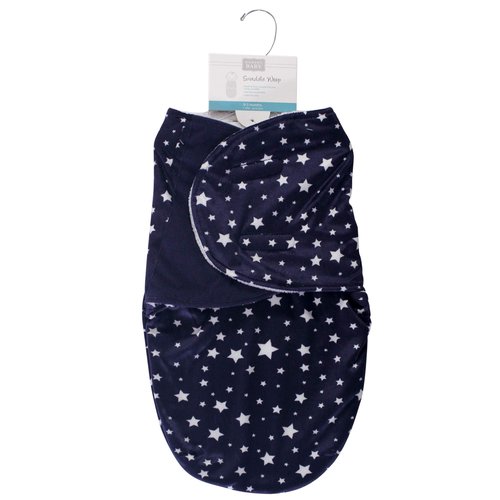 Hudson Baby Unisex Baby Plush Swaddle Wrap, Navy Star, 0-3 Months