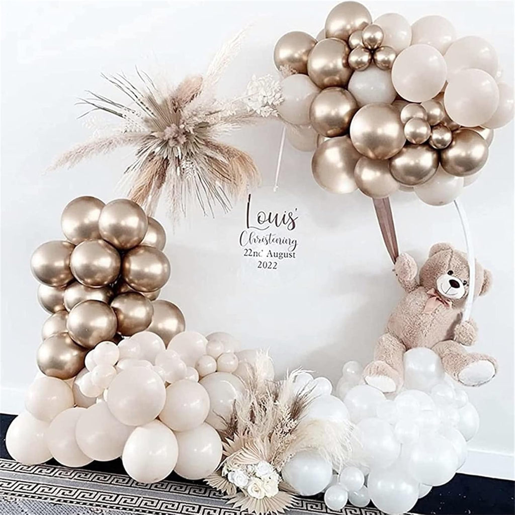 Number 1 Balloon - 40 Inch Gold Foil with 60 Pcs White & Nude Cream Confetti Balloons | Perfect for 1st Birthday & Boho Weddings