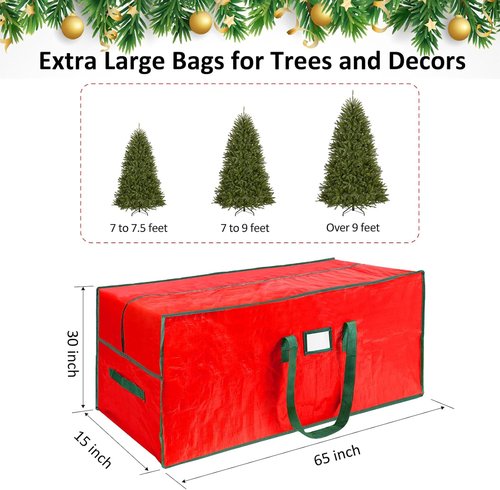 HABGP 9 ft Christmas Tree Storage Bag - Waterproof & Durable with Strong Handles - Red