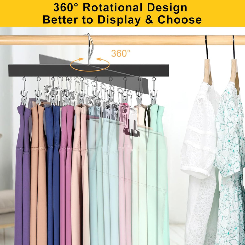 Skiennix Legging Organizer - 360° Rotating Closet Hangers for 20 Leggings, Jeans, and More | 2-Pack