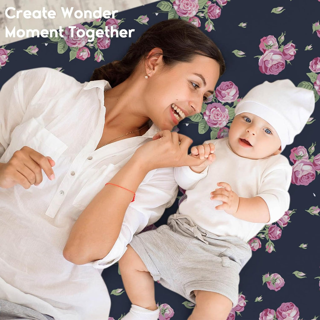 Yoofoss Fitted Pack and Play Sheets - Soft, Breathable Mini Crib Sheets 2-Pack (Pink & Cherry)