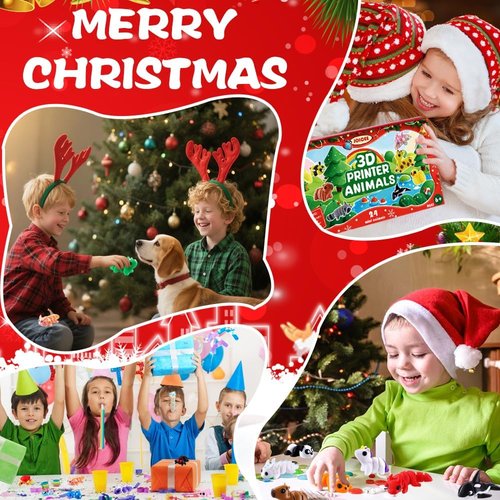 JOICEE Christmas Advent Calendar - 24 Mini 3D Animal Figurines | Flexible Fidget Toys for Kids