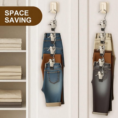 Myfolrena Hanger Clips for Hanging Heavy Duty Clothes Hooks Clips 18pc Clothes Pins for Closet,Clips with Hooks Metal Laudry Hooks for Pants,Boot,Hat,Leggings,Jeans,Shoes