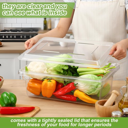 LOYIM 2 Pack 3.5 Gallon Polycarbonate Food Storage Box Commercial Products Food/Tote Box Storage Container with Lid Plastic, Clear, for Restaurant/Kitchen/Cafeteria
