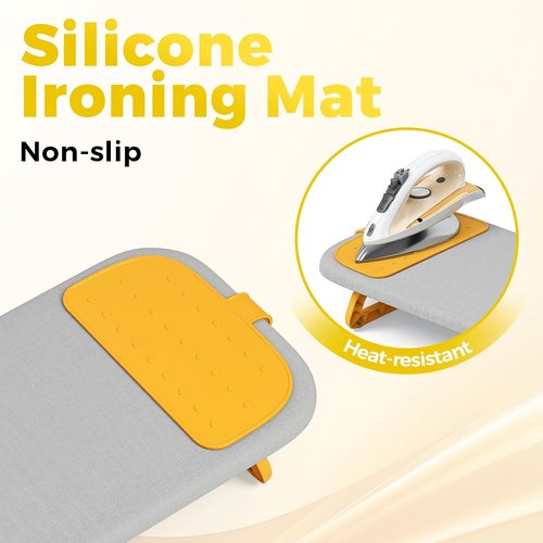 KINGBOARD Mini Ironing Board - Foldable Tabletop Design with Iron Holder | Compact 12x32 Grey for Easy Storage