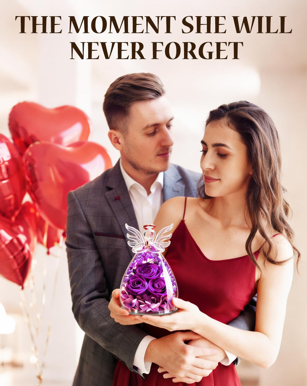 homeasy Mothers Day Roses Gifts for Women Birthday, Preserved Flowers Rose in Glass Angel Figurines, Forever Fresh Flowers for Delivery Gift Box for Wife Mom Her Grandma from Daughter